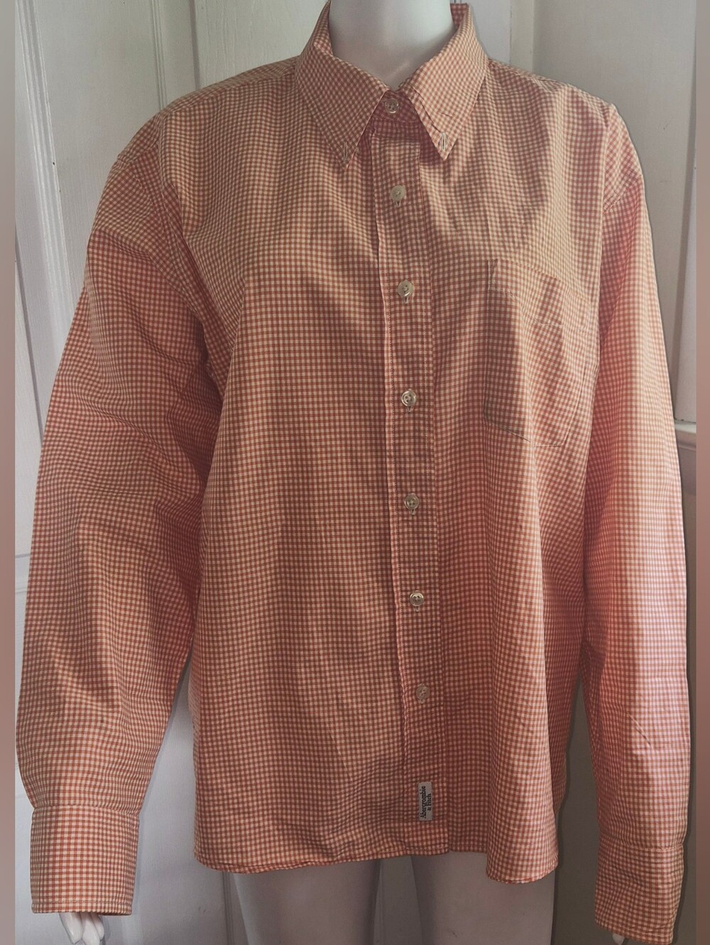 Vintage Y2K Abercrombie & Fitch Orange Gingham Button-Down Shirt